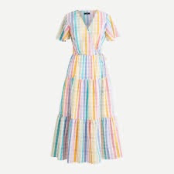 J. Crew Dresses & Skirts - Sold out J.Crew faux wrap rainbow midi dress